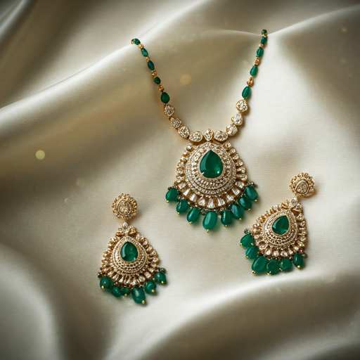 Polki kundan jhumka earrings.